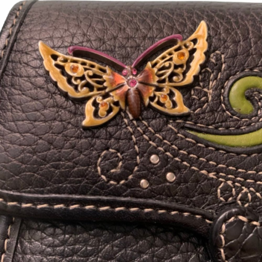 Brighton Butterfly & Hearts Mini Organizer Leather Crossbody Wallet - Picture 3 of 11
